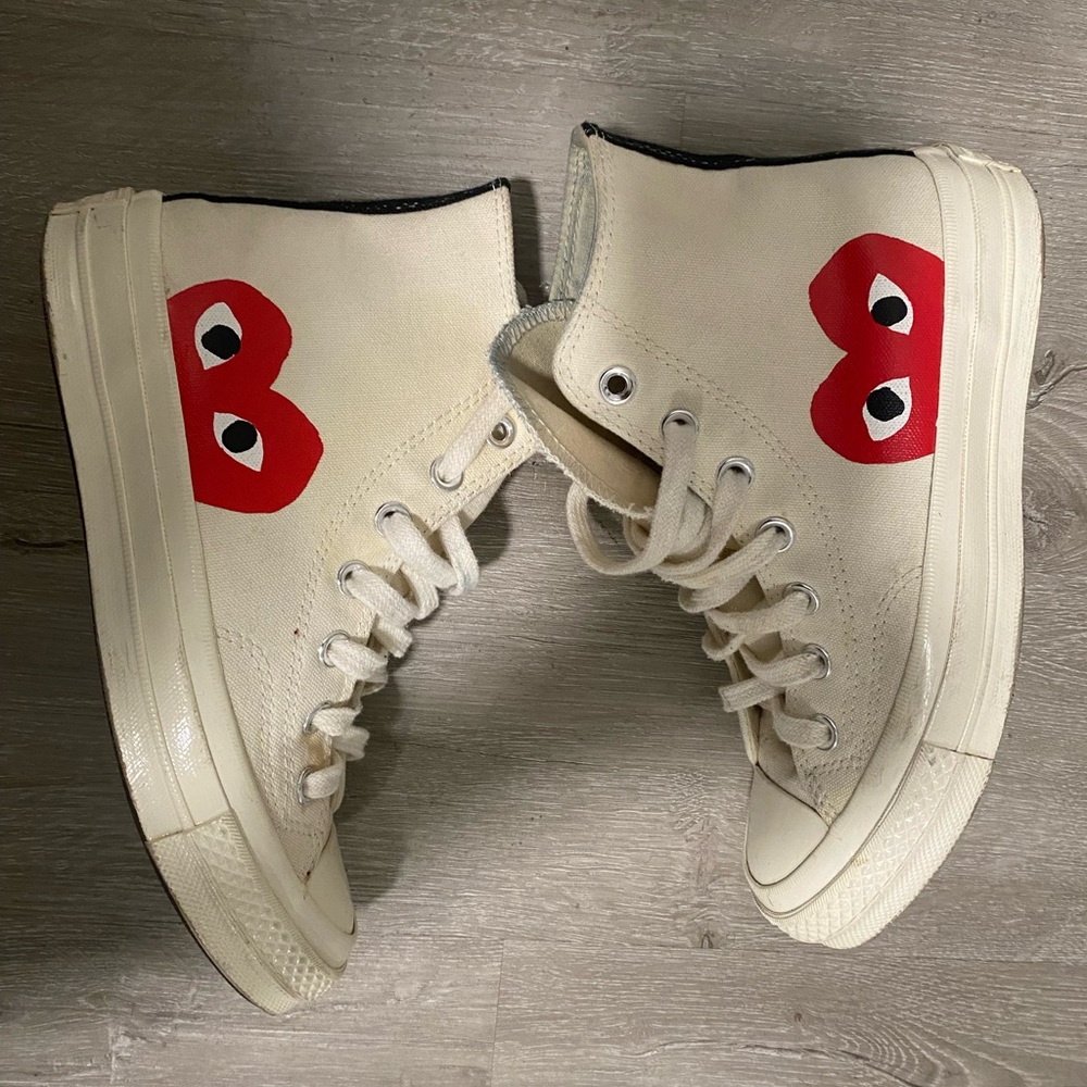 CONVERSE X COMME DES GARCONS PLAY ALL STAR CHUCK '70 HI - WHITE. men size 4